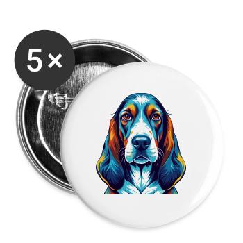 Basset Artesien Normand Dog Breed Cartoon Kawaii - Buttons large 2.2''/56 mm (5-pack) - white - Front