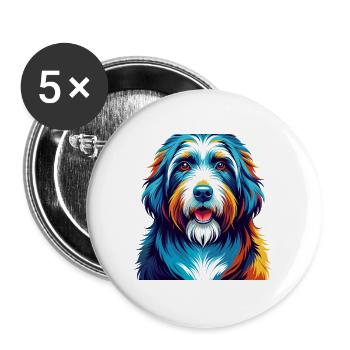 Bearded Collie Chien Race Coloré Dessin Animé Kawaii - Lot de 5 grands badges (56 mm) - blanc - Devant