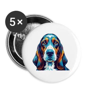 Basset Hound Chien Race Coloré Dessin Animé Kawaii - Lot de 5 grands badges (56 mm) - blanc - Devant