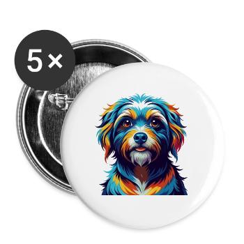 Bolognese Dog Breed Colorful Cartoon Kawaii - Buttons large 2.2''/56 mm (5-pack) - white - Front