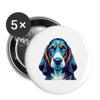 Blaue Gascogne Basset Hunderasse Karikatur Kawaii - Buttons groß 56 mm (5er Pack) - Weiß - Vorne