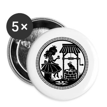Silhouette magique princesse et prince grenouille - Lot de 5 grands badges (56 mm) - blanc - Devant