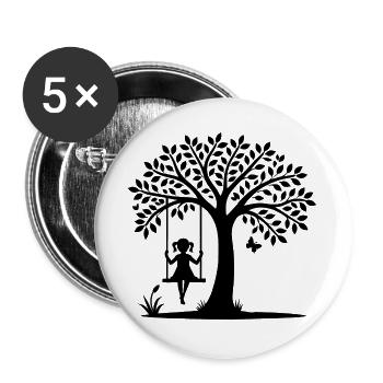 Motif de silhouette d’une fille sur la balançoire - Lot de 5 grands badges (56 mm) - blanc - Devant