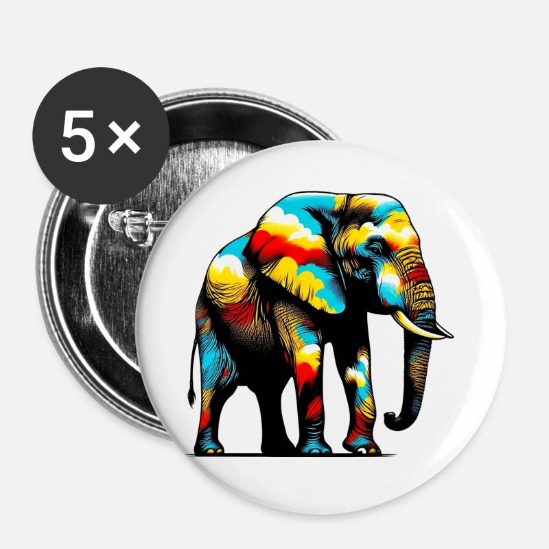 Elephant - Buttons large 2.2''/56 mm (5-pack) - white