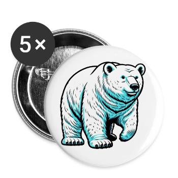 Polar bear - Buttons large 2.2''/56 mm (5-pack) - white - Front