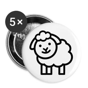 Schaf - Buttons groß 56 mm (5er Pack) - Weiß - Vorne