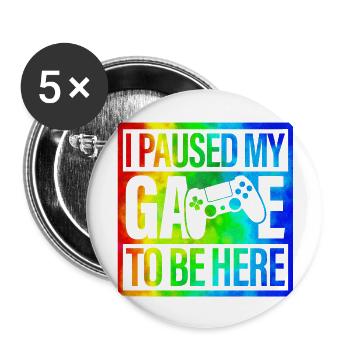 Gamer Game Play Online Computer Gaming Arcade Neon - Buttons large 2.2''/56 mm (5-pack) - white - Front