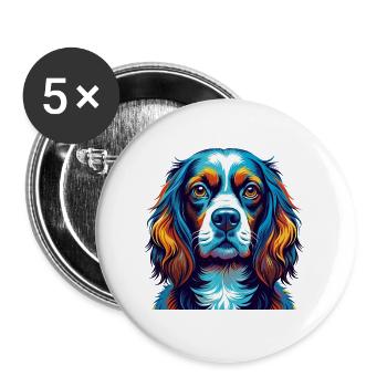 Spaniel Dog Breed Colorful Cartoon Kawaii - Buttons large 2.2''/56 mm (5-pack) - white - Front