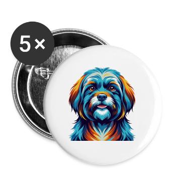 Tibétain Kyi Apso Chien Race Coloré Dessin Animé Kawaii - Lot de 5 grands badges (56 mm) - blanc - Devant