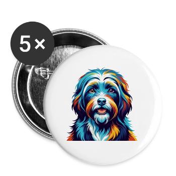Tibetan Terrier Dog Breed Colorful Cartoon Kawaii - Buttons large 2.2''/56 mm (5-pack) - white - Front