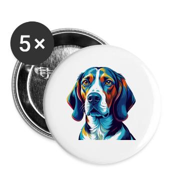 Treeing Walker Coonhound Dog Breed Cartoon Kawaii - Buttons large 2.2''/56 mm (5-pack) - white - Front