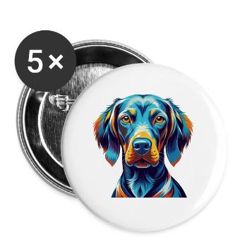 Braque de Weimar Chien Race Coloré Dessin Animé Kawaii - Lot de 5 grands badges (56 mm) - blanc - Devant
