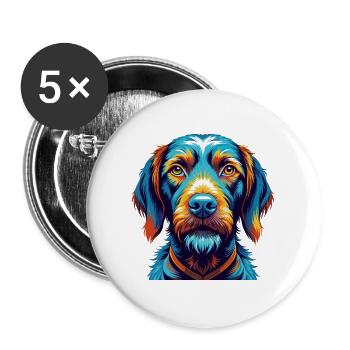 Fil de fer Vizsla race de chien dessin animé Kawaii - Lot de 5 grands badges (56 mm) - blanc - Devant