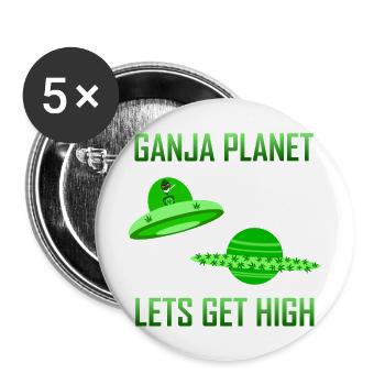 Cannabis Alien High - Buttons groß 56 mm (5er Pack) - Weiß - Vorne