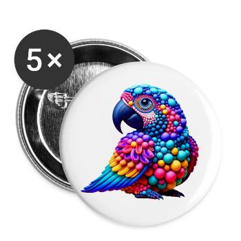 Pop-Art-Bird (01) - Buttons groß 56 mm (5er Pack) - Weiß - Vorne