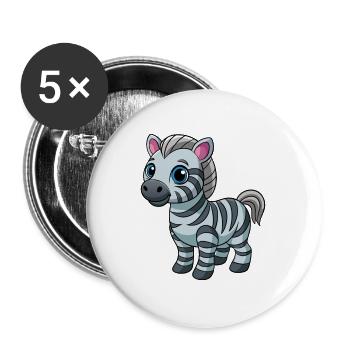 Zebra Cute Mascot Cartoon Character Kawaii - Buttons large 2.2''/56 mm (5-pack) - white - Front