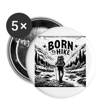 Born to hike - Buttons large 2.2''/56 mm (5-pack) - white - Front