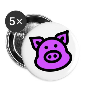 Pig Animal Pink - Buttons large 2.2''/56 mm (5-pack) - white - Front