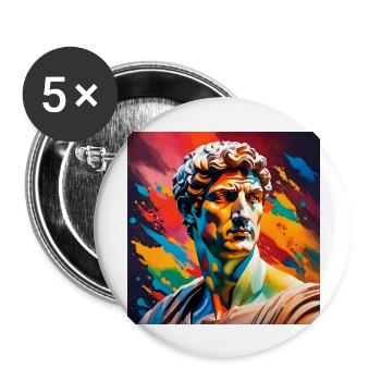 Michelangelo David coloured - Buttons large 2.2''/56 mm (5-pack) - white - Front