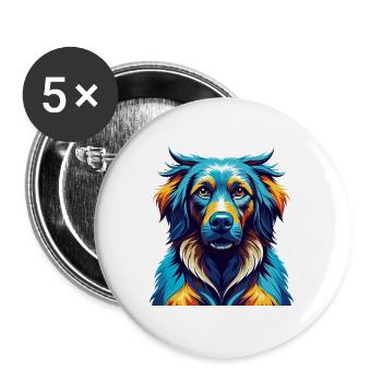 Race de chien Kuchi afghan Dessin animé coloré Kawaii - Lot de 5 grands badges (56 mm) - blanc - Devant
