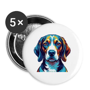 Amerikanischer Foxhound Hunderasse Karikatur Kawaii - Buttons groß 56 mm (5er Pack) - Weiß - Vorne