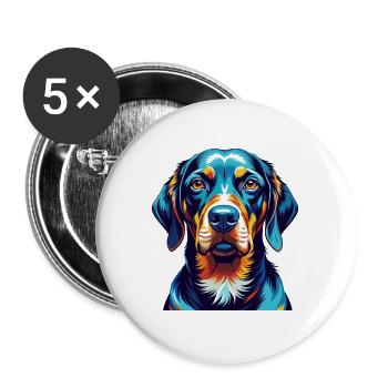 Schwarz Und Tan Coonhound Hunderasse Karikatur Kawaii - Buttons groß 56 mm (5er Pack) - Weiß - Vorne