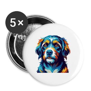 Austrian Brandlbracke Dog Breed Cartoon Kawaii - Buttons large 2.2''/56 mm (5-pack) - white - Front