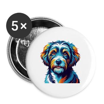 Barbet Dog Breed Colorful Cartoon Kawaii - Buttons large 2.2''/56 mm (5-pack) - white - Front