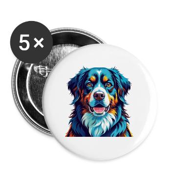 Berner Laufhund Race Chien Coloré Dessin Animé Kawaii - Lot de 5 grands badges (56 mm) - blanc - Devant