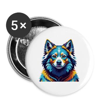 Chien Esquimau Canadien Race Coloré Dessin Animé Kawaii - Lot de 5 grands badges (56 mm) - blanc - Devant