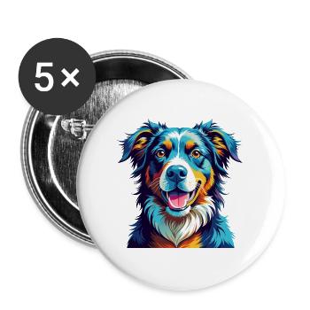 Berger Basque Chien Race Coloré Dessin Animé Kawaii - Lot de 5 grands badges (56 mm) - blanc - Devant