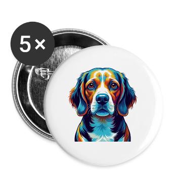 Beagle Harrier Dog Breed Colorful Cartoon Kawaii - Buttons large 2.2''/56 mm (5-pack) - white - Front