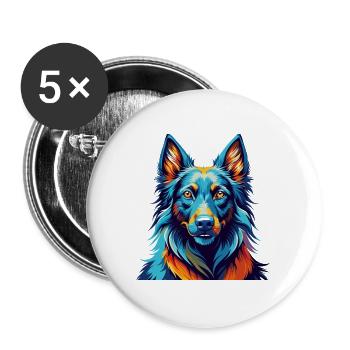 Belge Groenendael Race Chien Dessin Animé Kawaii - Lot de 5 grands badges (56 mm) - blanc - Devant