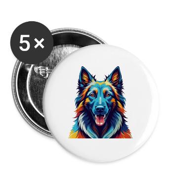Belgian Tervuren Dog Breed Colorful Cartoon Kawaii - Buttons large 2.2''/56 mm (5-pack) - white - Front