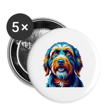 Briquet Griffon Vendéen Chien Race Dessin Animé Kawaii - Lot de 5 grands badges (56 mm) - blanc - Devant