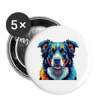 Chien de berger d’Asie centrale Race Dessin animé Kawaii - Lot de 5 grands badges (56 mm) - blanc - Devant