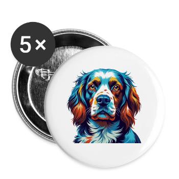 Clumber Spaniel Hunderasse Bunte Karikatur Kawaii - Buttons groß 56 mm (5er Pack) - Weiß - Vorne