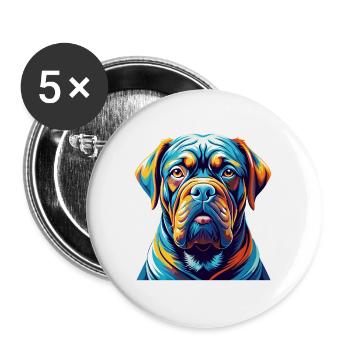 Bordeauxdogge Hunderasse Karikatur Kawaii - Buttons groß 56 mm (5er Pack) - Weiß - Vorne