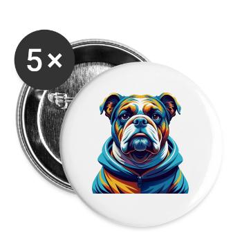 Bouledogue race coloré aquarelle dessin animé Kawaii - Lot de 5 grands badges (56 mm) - blanc - Devant
