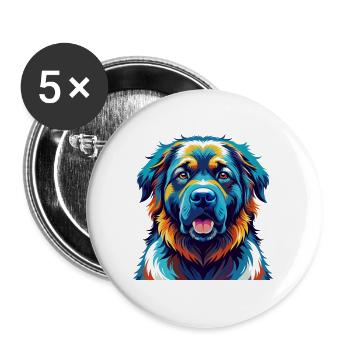 Caucasian Shepherd Dog Breed Cartoon Kawaii - Buttons large 2.2''/56 mm (5-pack) - white - Front