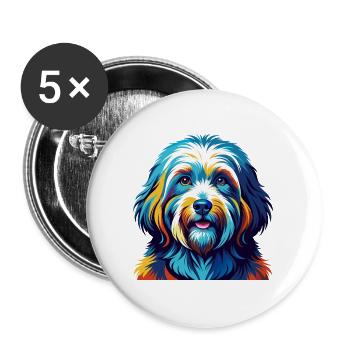 Coton De Tulear Chien Race Coloré Dessin Animé Kawaii - Lot de 5 grands badges (56 mm) - blanc - Devant