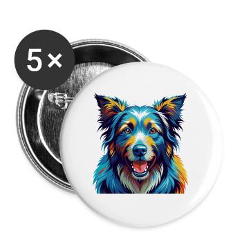 Chien de berger croate race Dessin animé coloré Kawaii - Lot de 5 grands badges (56 mm) - blanc - Devant