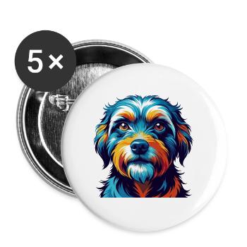 Dandie Dinmont Terrier Dog Breed Cartoon Kawaii - Buttons large 2.2''/56 mm (5-pack) - white - Front
