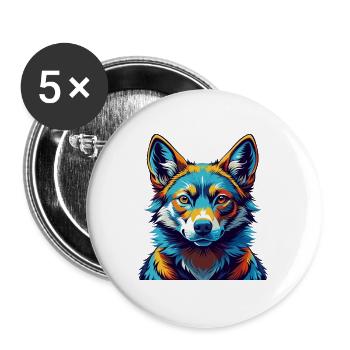 Dingo Hund Rasse Buntes Aquarell Karikatur Kawaii - Buttons groß 56 mm (5er Pack) - Weiß - Vorne