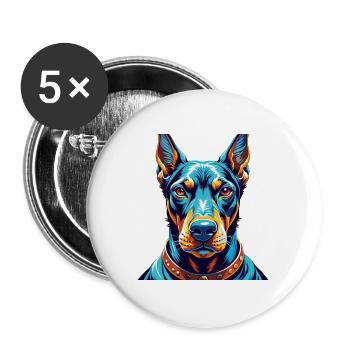 Doberman Chien Race Coloré Dessin Animé Kawaii - Lot de 5 grands badges (56 mm) - blanc - Devant