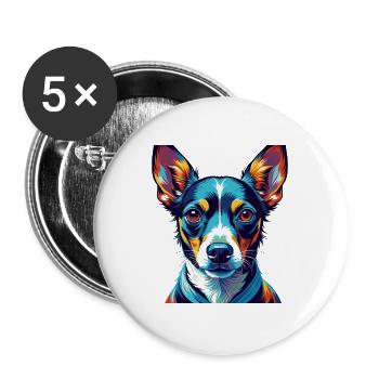 Decker Rat Terrier Chien Race Dessin Animé Kawaii - Lot de 5 grands badges (56 mm) - blanc - Devant