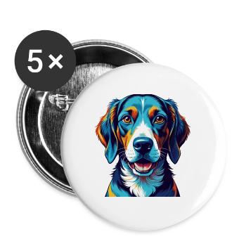 English Foxhound Dog Breed Colorful Cartoon Kawaii - Buttons large 2.2''/56 mm (5-pack) - white - Front