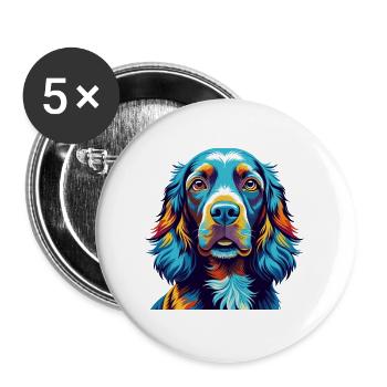 Field Spaniel Hunderasse Bunt Karikatur Kawaii - Buttons groß 56 mm (5er Pack) - Weiß - Vorne