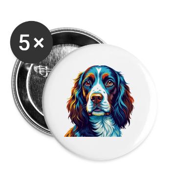 English Springer Spaniel Hunderasse Karikatur Kawaii - Buttons groß 56 mm (5er Pack) - Weiß - Vorne