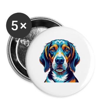 Finnish Hound Dog Breed Colorful Cartoon Kawaii - Buttons large 2.2''/56 mm (5-pack) - white - Front